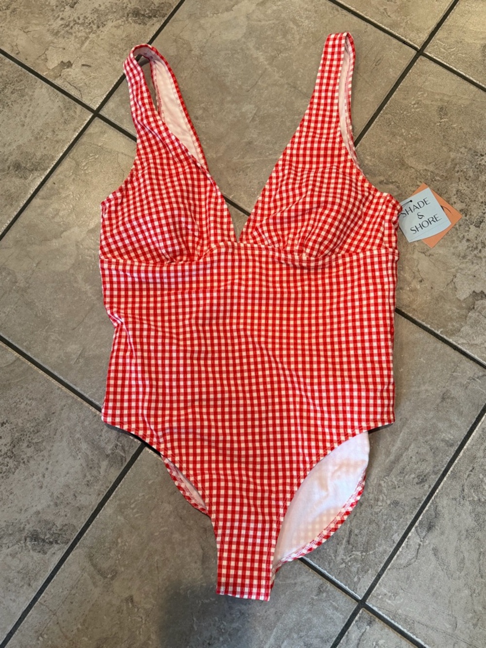 Shade & Shore red checked Swimsuit